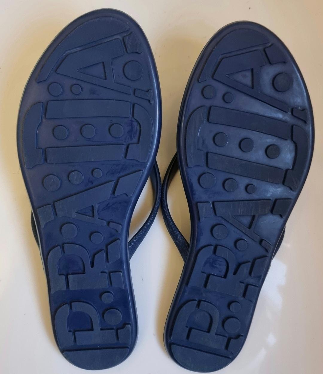 Prada Navy Rubber Thong Flats