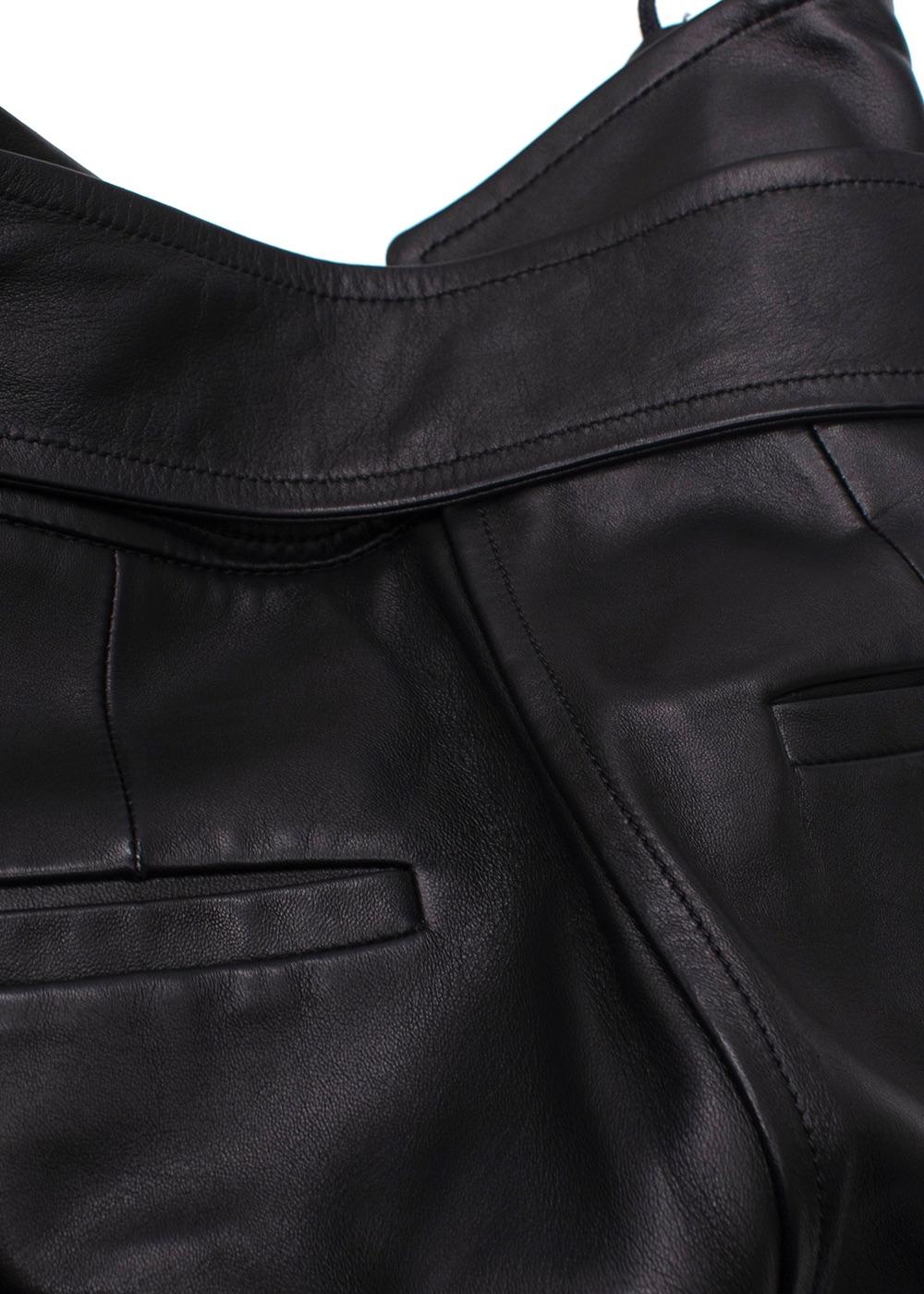 Petar Petrov Black Haena High-Waisted Leather Trousers with Belt Detail