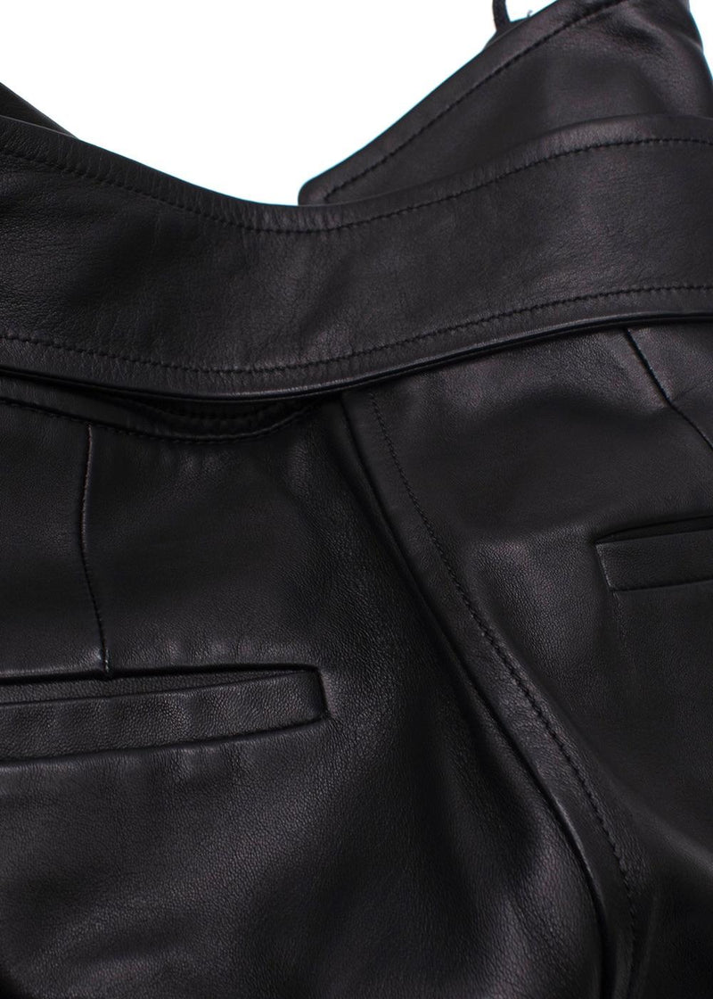 Petar Petrov Black Haena High-Waisted Leather Trousers with Belt Detail