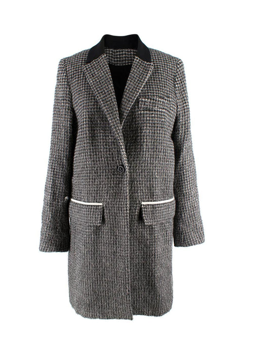 Paco Rabanne Grey Alpaca Blend Houndstooth Coat