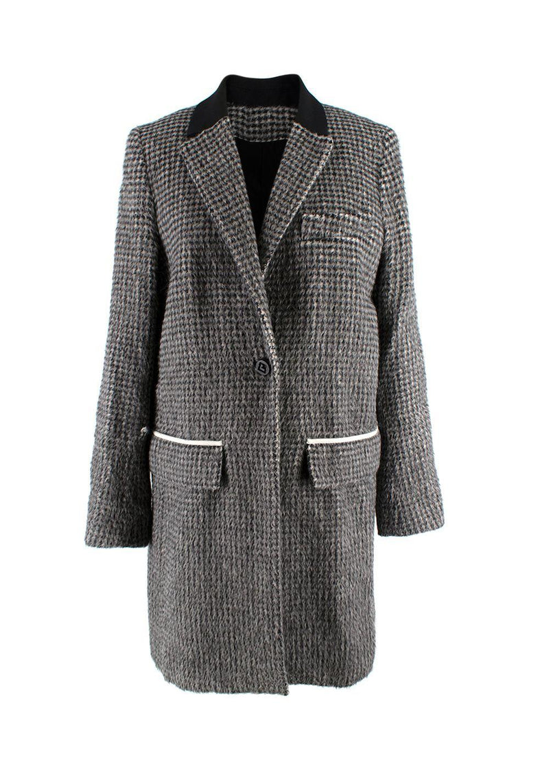 Paco Rabanne Grey Alpaca Blend Houndstooth Coat