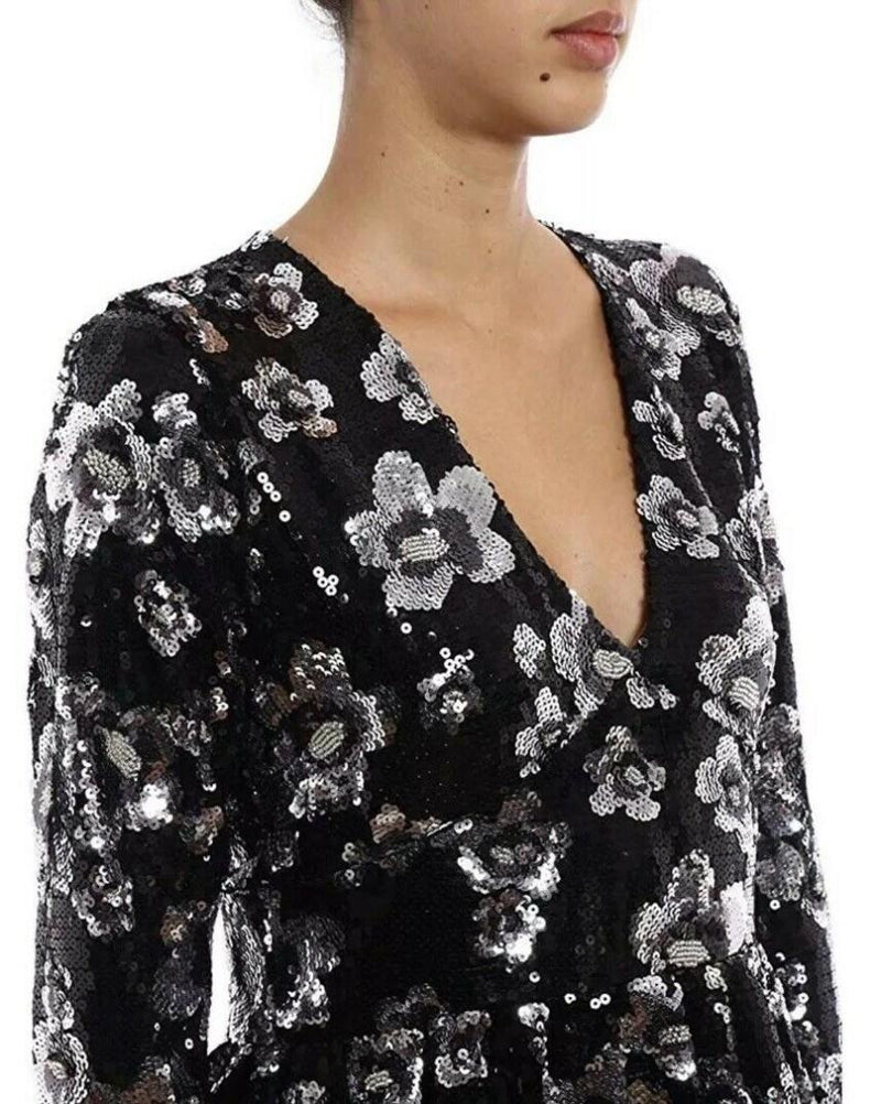 Michael Kors SEQUIN embellished BLACK floral dress