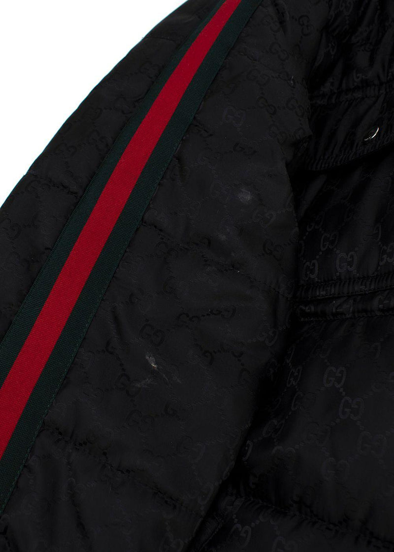 Gucci Kids 12Y Black Monogram Logo Puffer Jacket