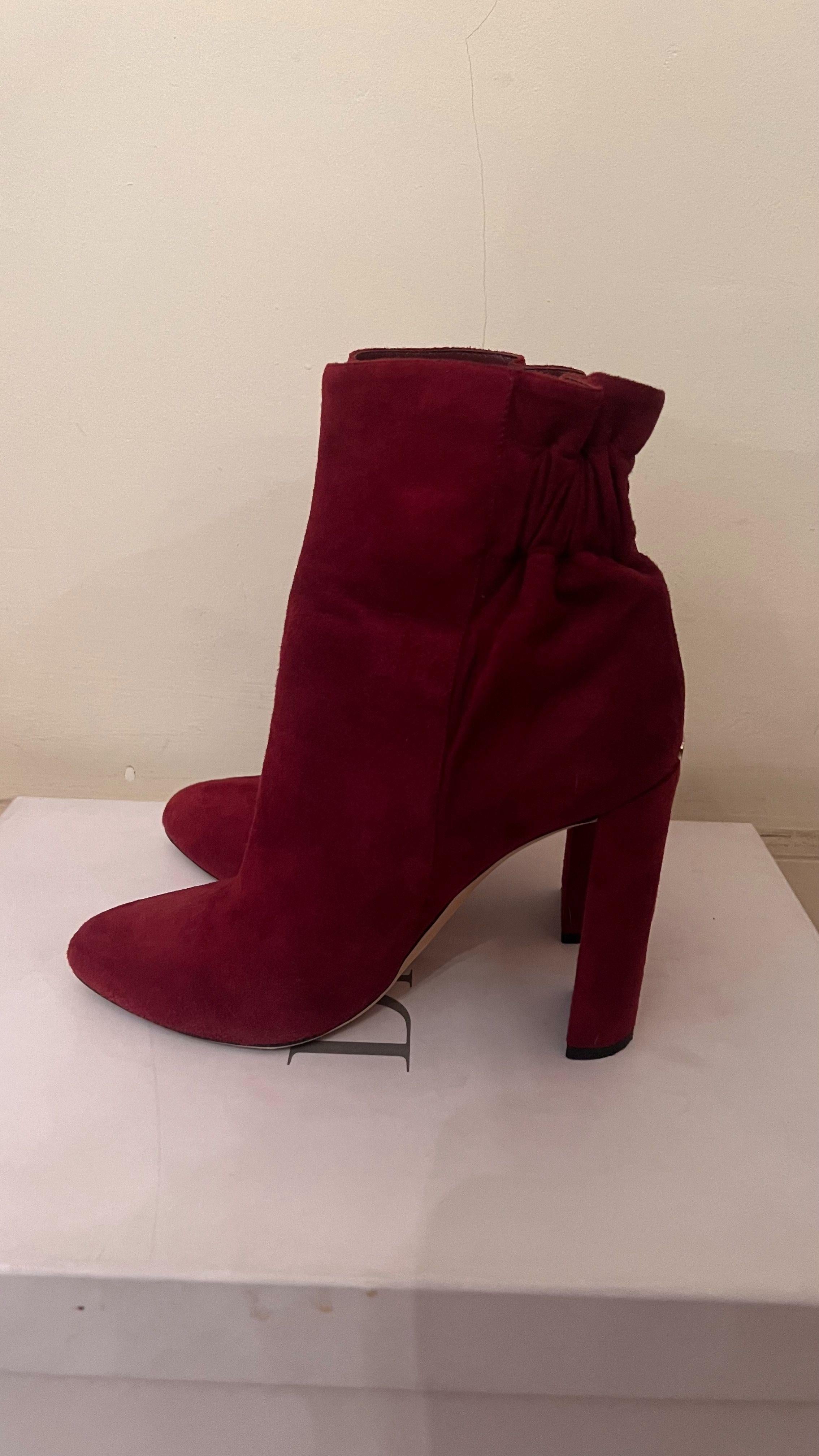 Burgundy Suede Ankle Boots