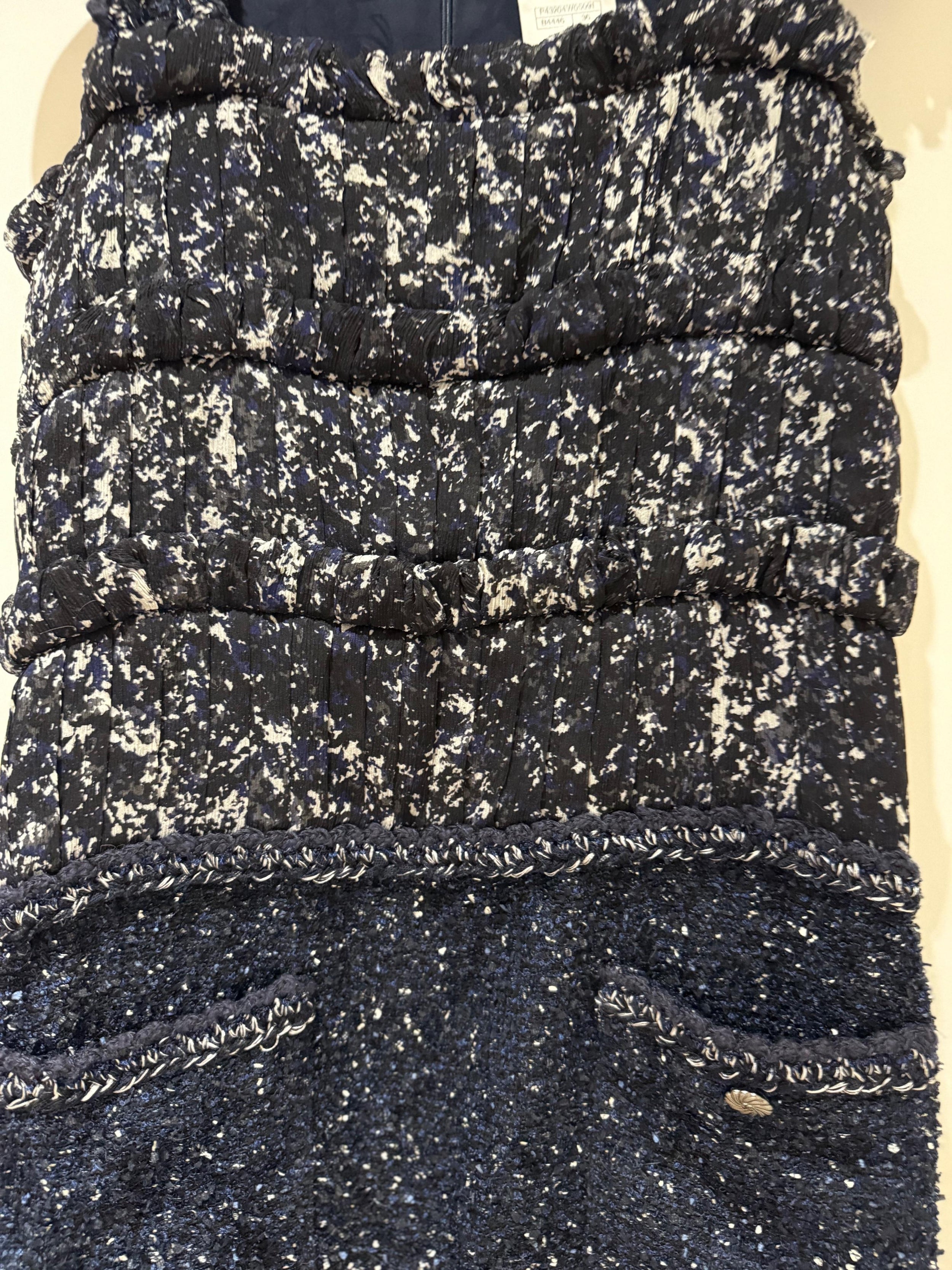 Silk Tweed Navy Dress