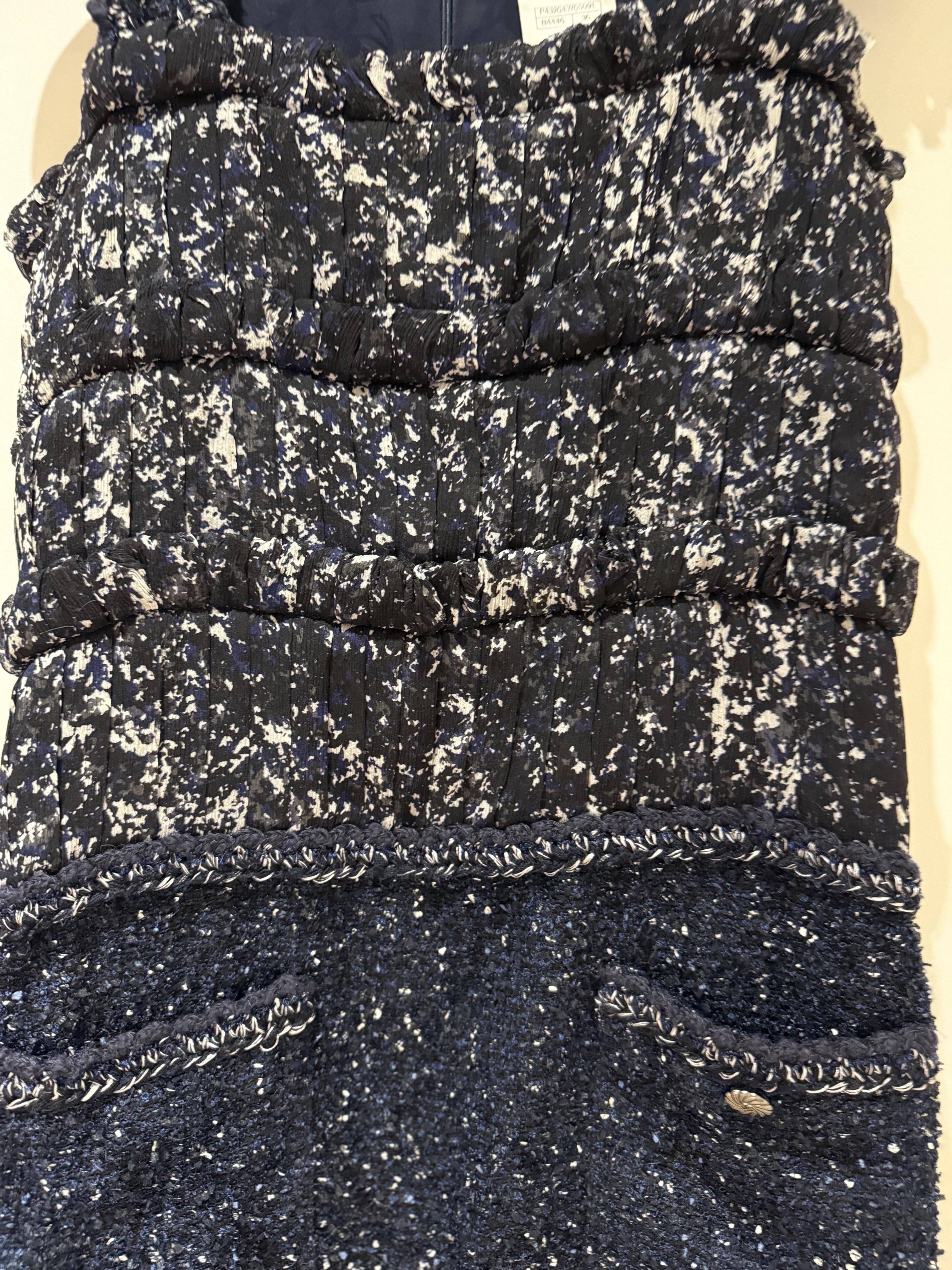 Silk Tweed Navy Dress