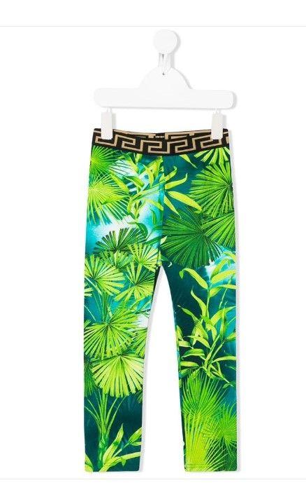 Young Versace palm print leggings