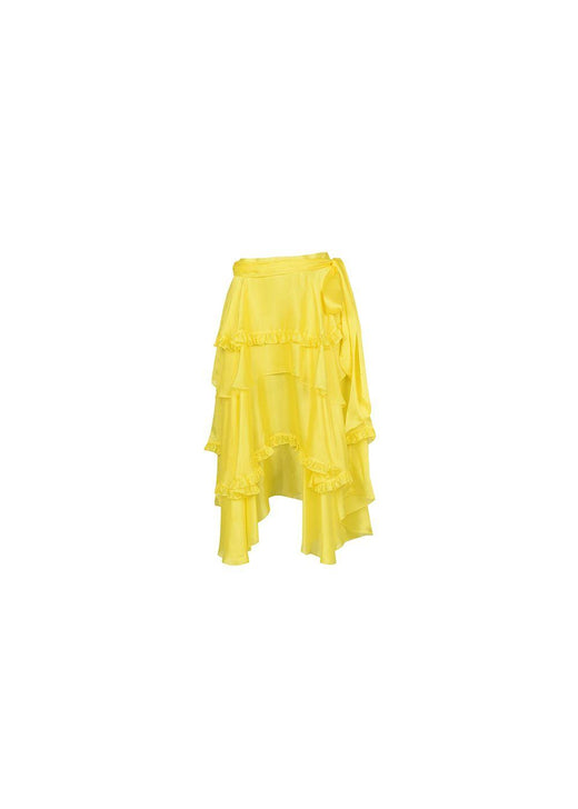 Yellow Ruffled Asymmetric Skirt