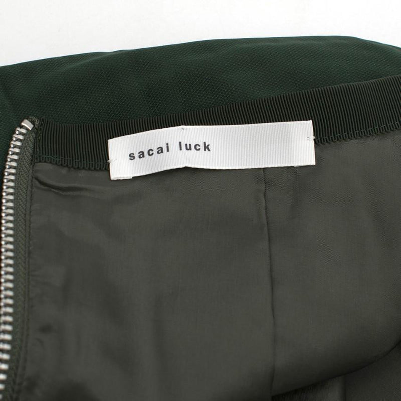 Sacai Luck Green Flared Pleated Skirt