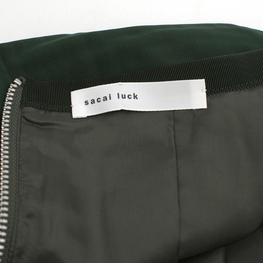 Sacai Luck Green Flared Pleated Skirt