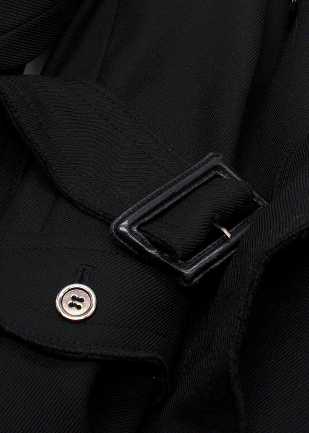 Dolce & Gabbana Black Belted Pure Wool Double Breasted  Trench Coat