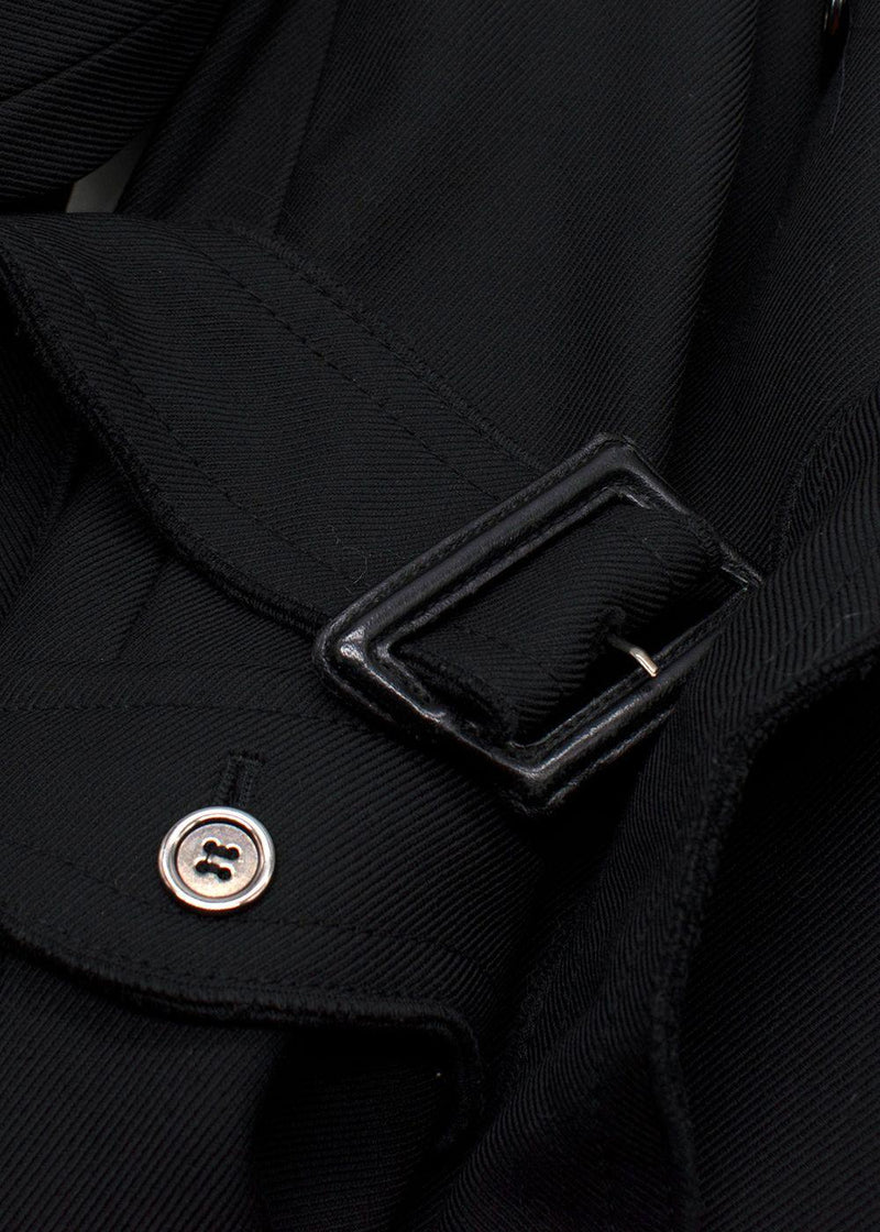 Dolce & Gabbana Black Belted Pure Wool Double Breasted  Trench Coat
