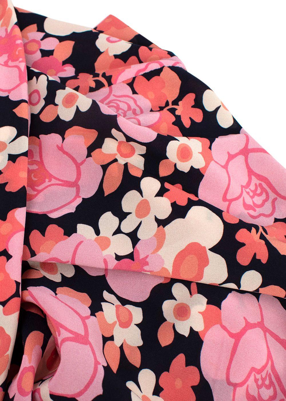 Prada Pink Floral High Neck Silk Blouse