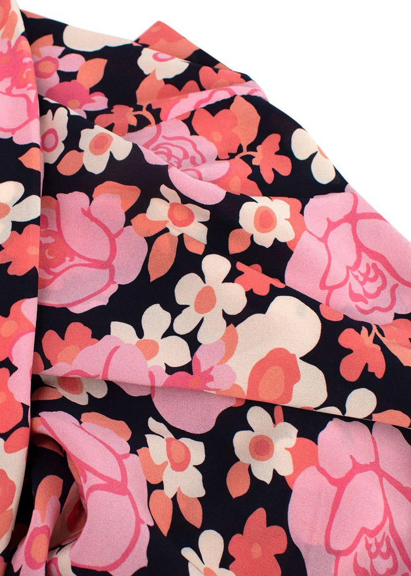 Prada Pink Floral High Neck Silk Blouse