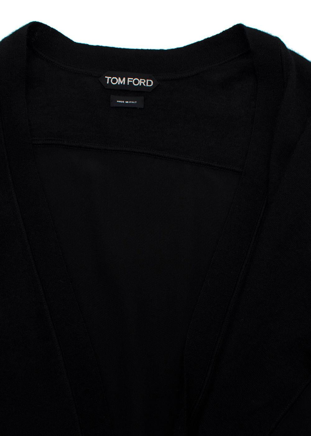 Tom Ford Black Contrasting Panel Silver Zip Cardigan