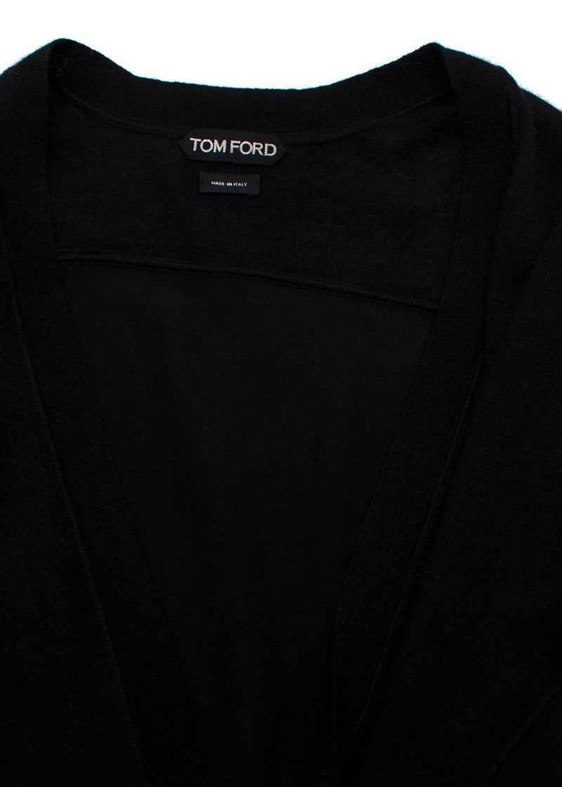 Tom Ford Black Contrasting Panel Silver Zip Cardigan