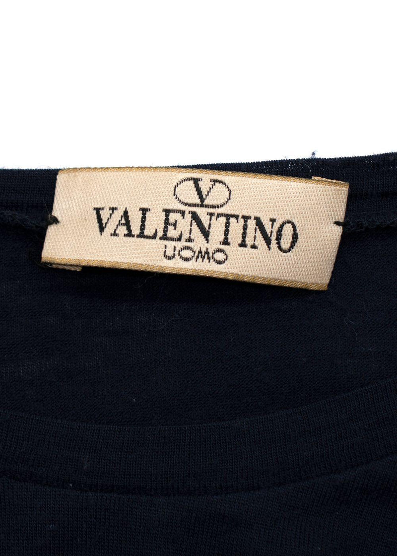 Valentino Navy Wool Blend Long Sleeve T-Shirt