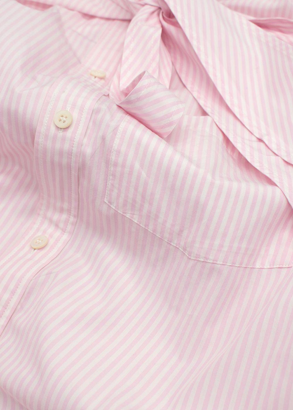 Balenciaga  Pink Striped Shirt with Neck Tie and Logo Detail