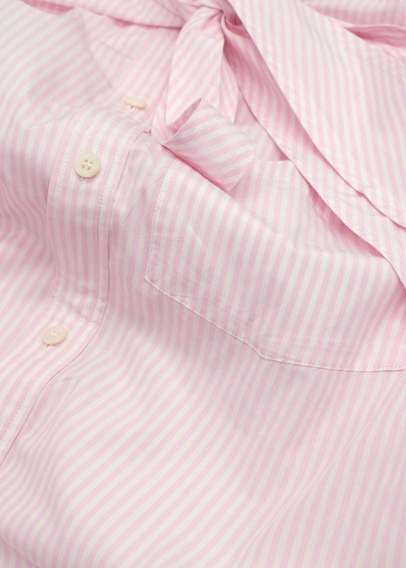 Balenciaga  Pink Striped Shirt with Neck Tie and Logo Detail