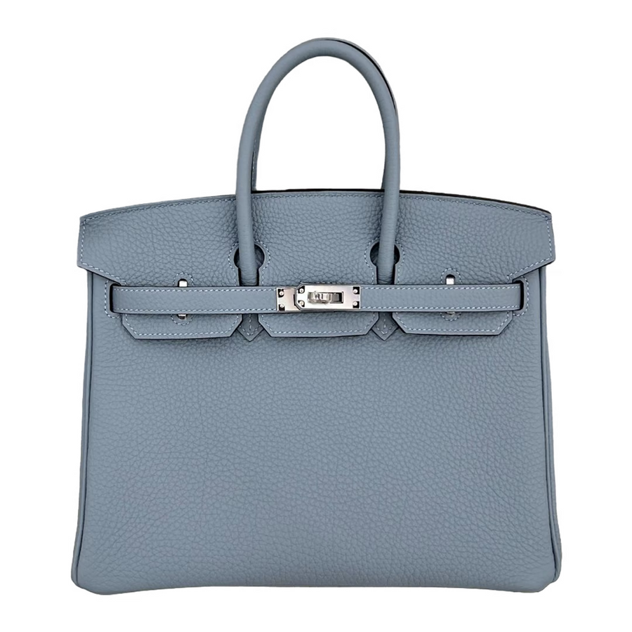 Hermès Birkin 25 Togo Bleu Lin/Beige De Weimar Palladium Hardware