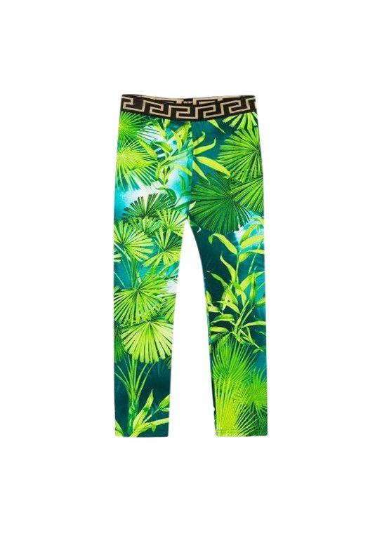 Young Versace palm print leggings