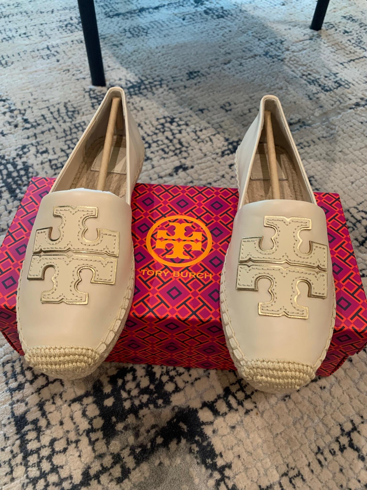 Beige leather logo flat espadrilles
