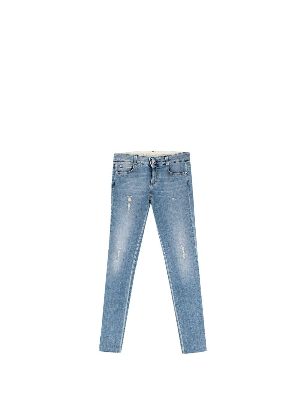 Light Blue Frayed Detailed Denim Jeans