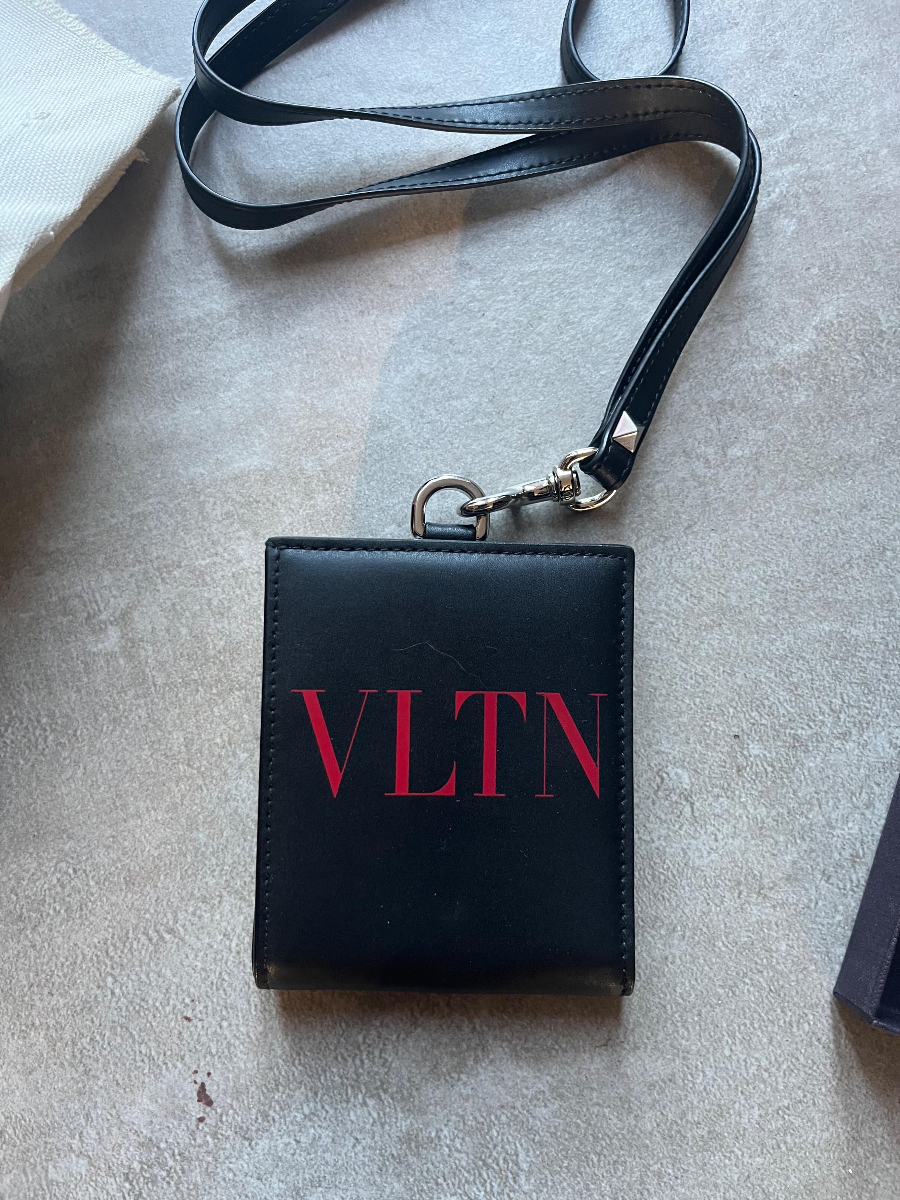 Valentino Black Foldable Wallet on Strap