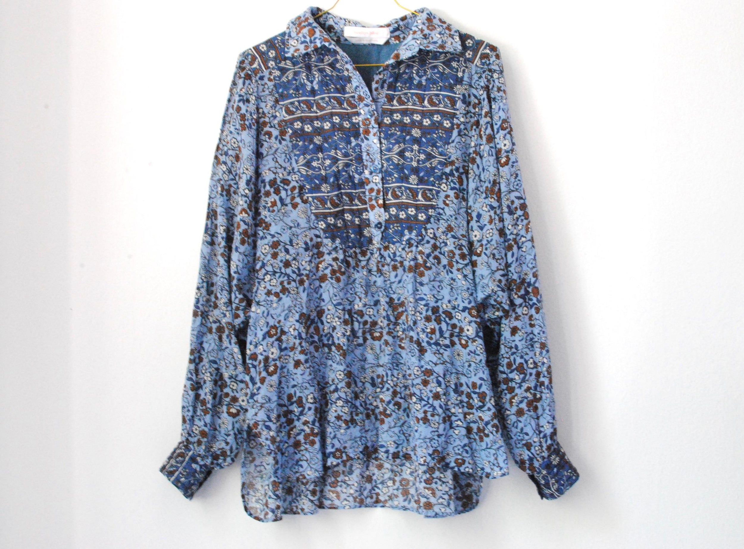 Chloe Blue Printed Cotton Top