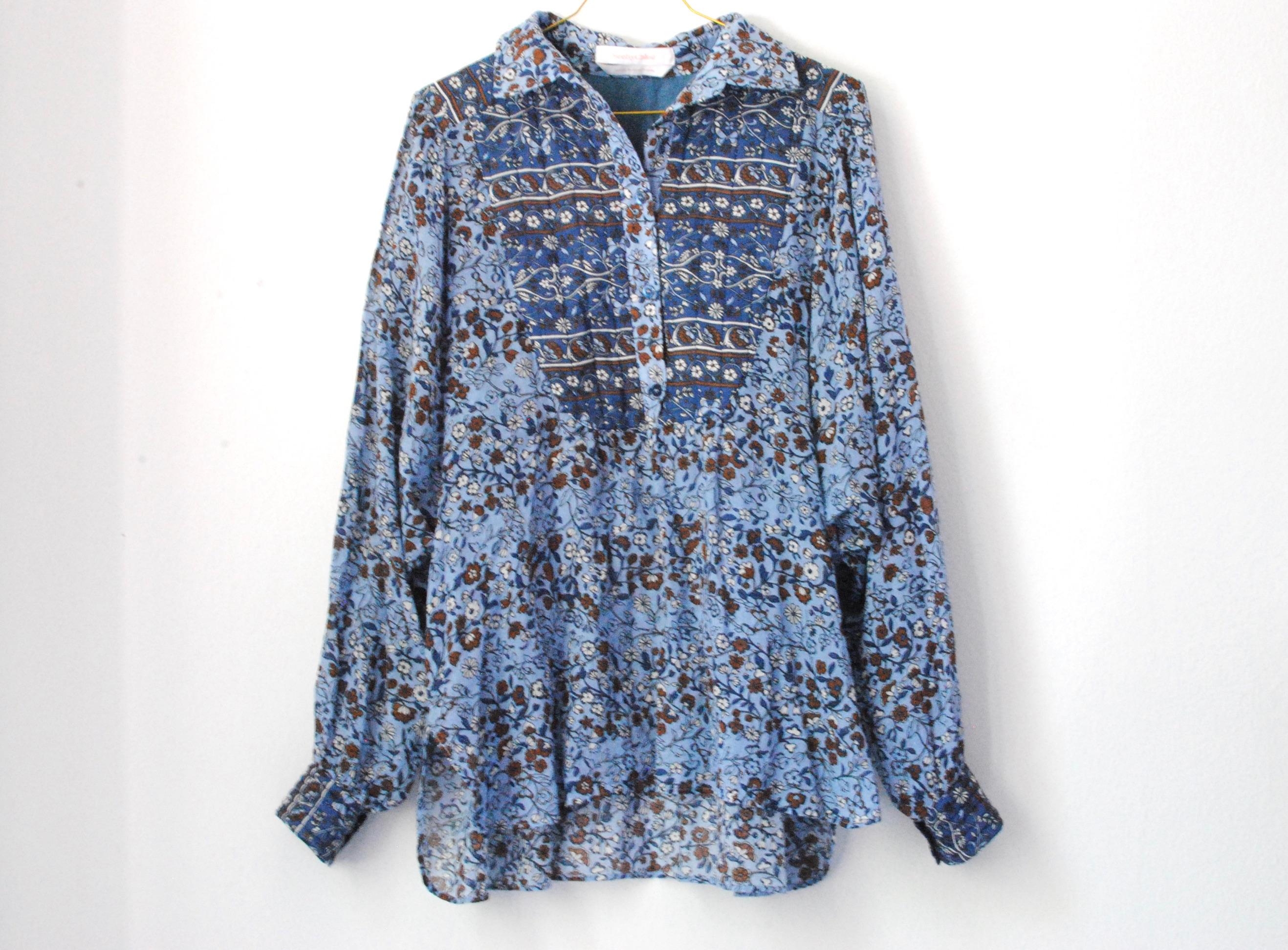 Chloe Blue Printed Cotton Top