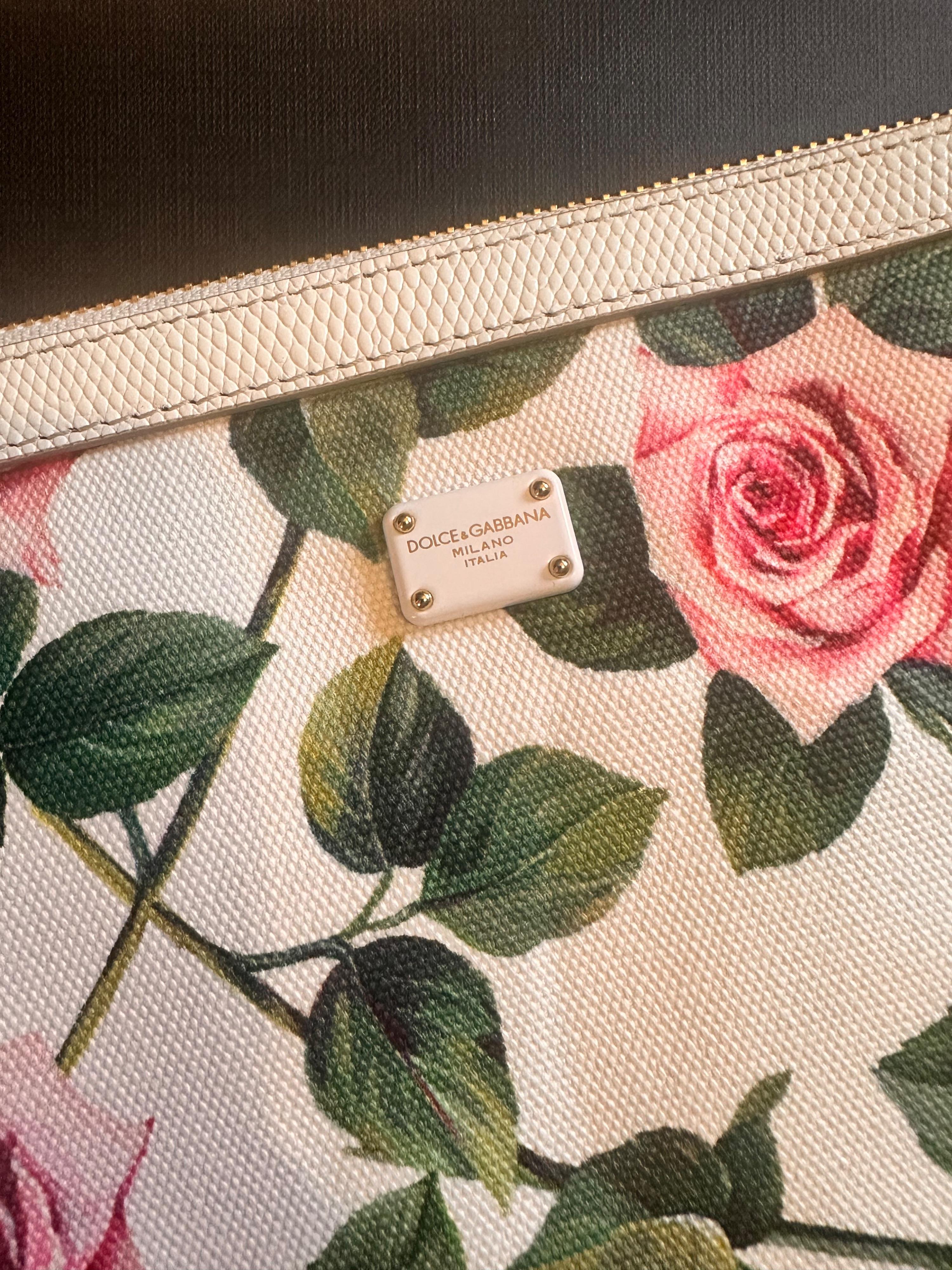 Dolce & Gabbana White Tropical Rose Pouch