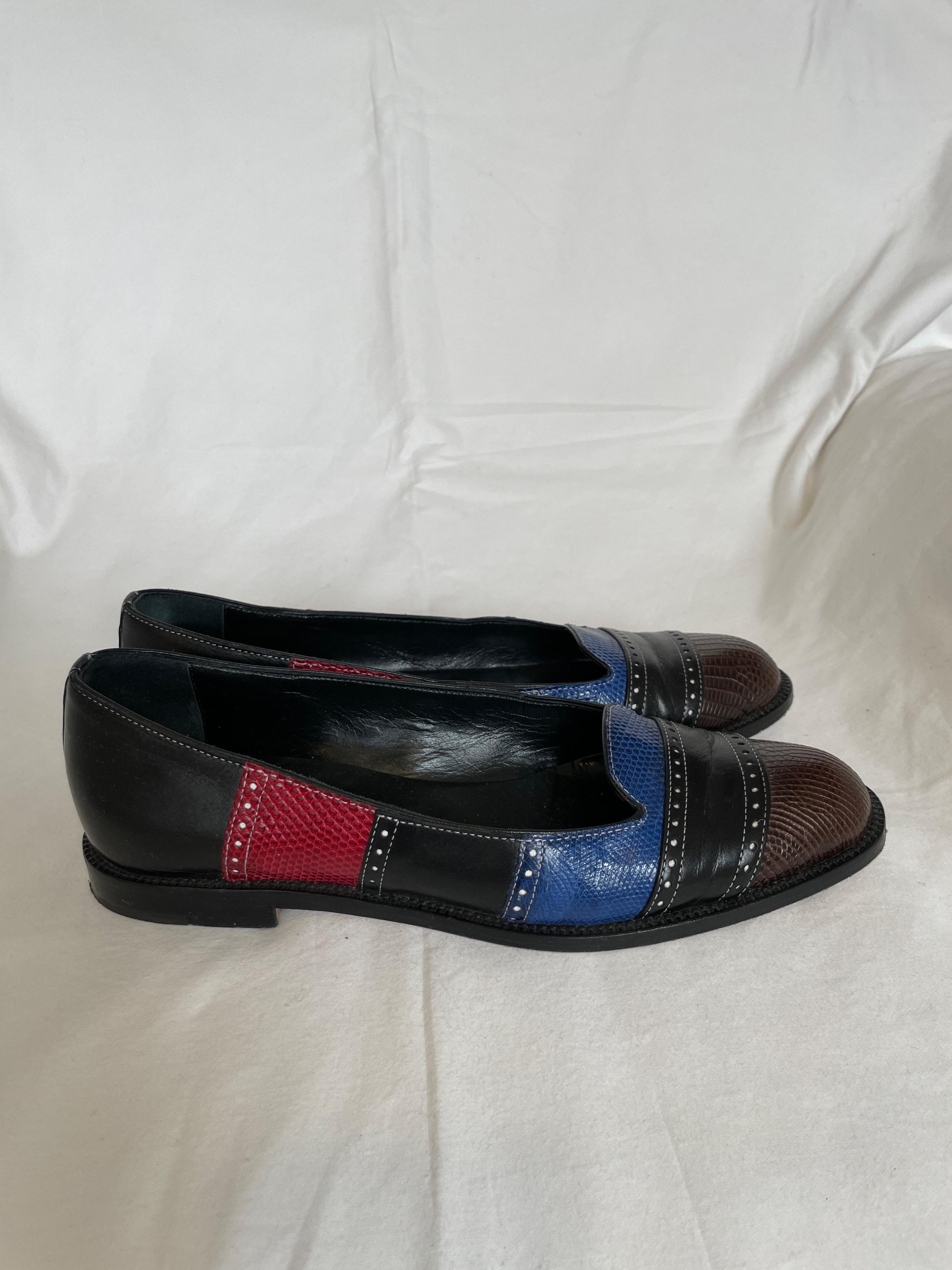 Colourblock Leather Loafers