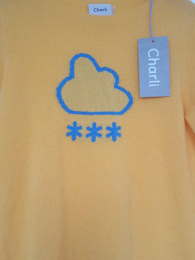 Charli Yellow Cloud Intarsia Cashmere Jumper