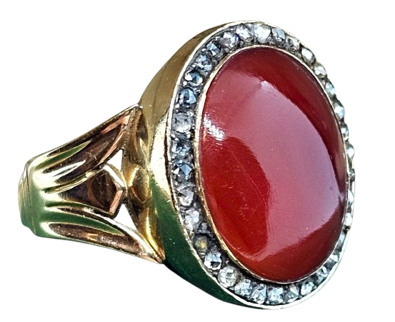 Antique 1820 Rose Cut Diamond and Carnelian Ring