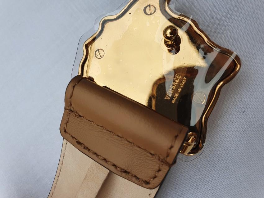 Versace Caramel Medusa Head Palazzo Belt - Size 80