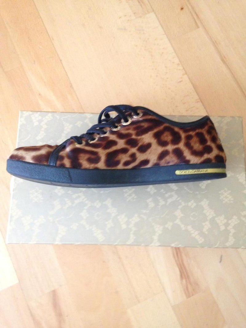 Dolce & Gabbana Leopard Print Pony Hair Trainers