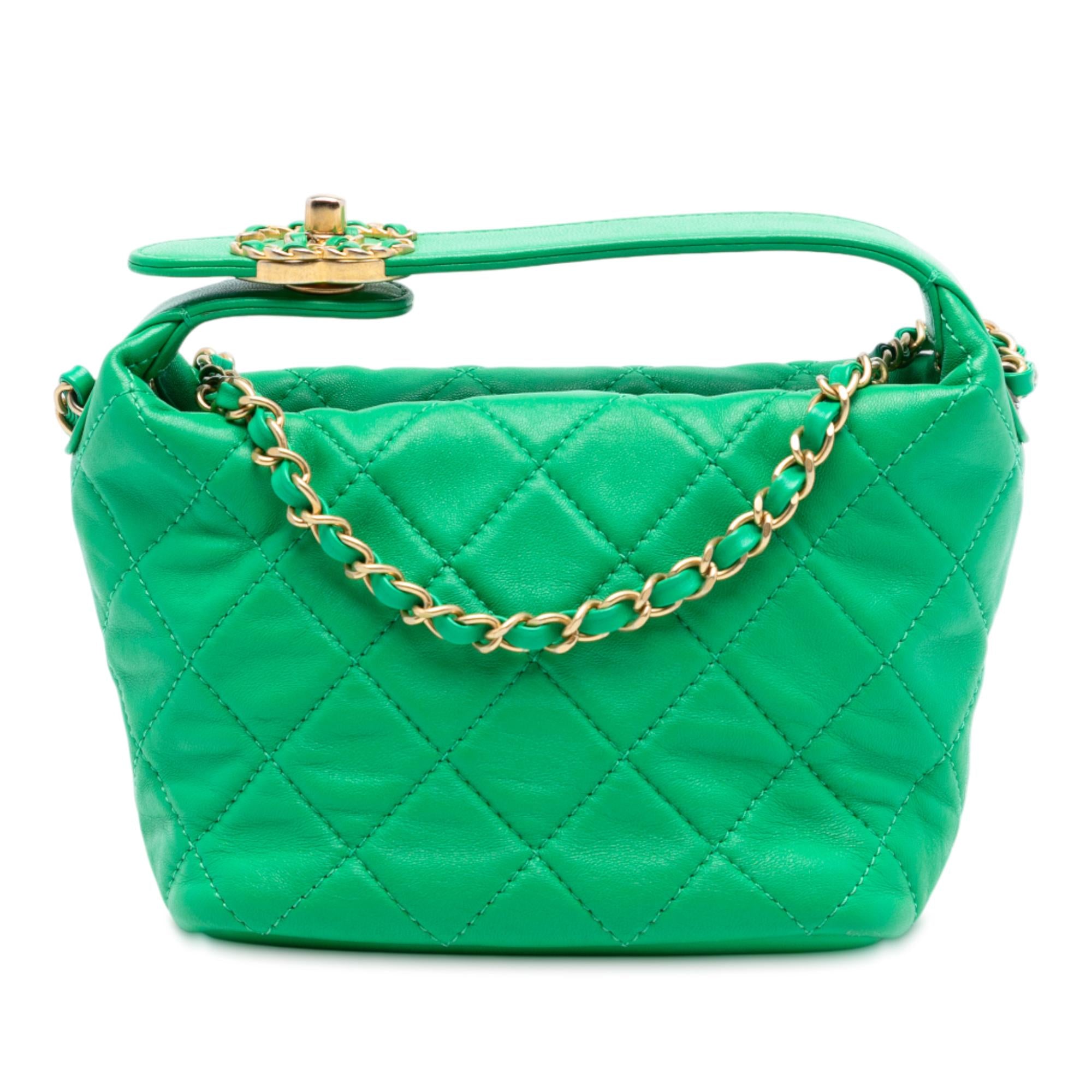 Chanel Green Small Quilted Lambskin Perfect Meeting Hobo