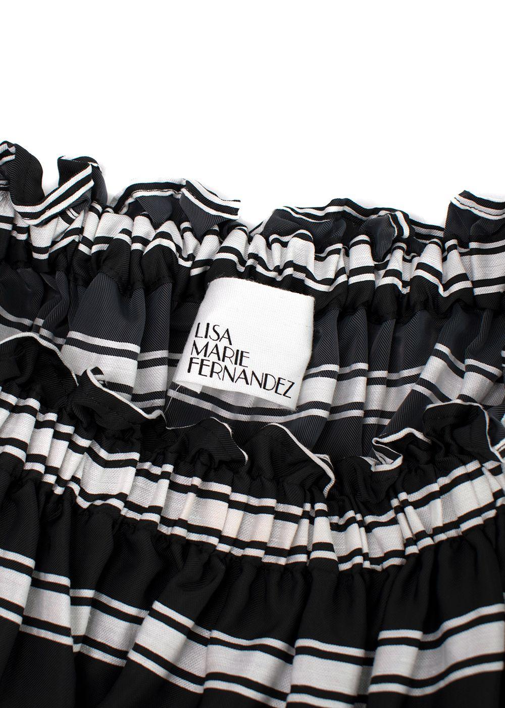 Lisa Marie Fernandez Black and White Striped Tiered Midi Skirt