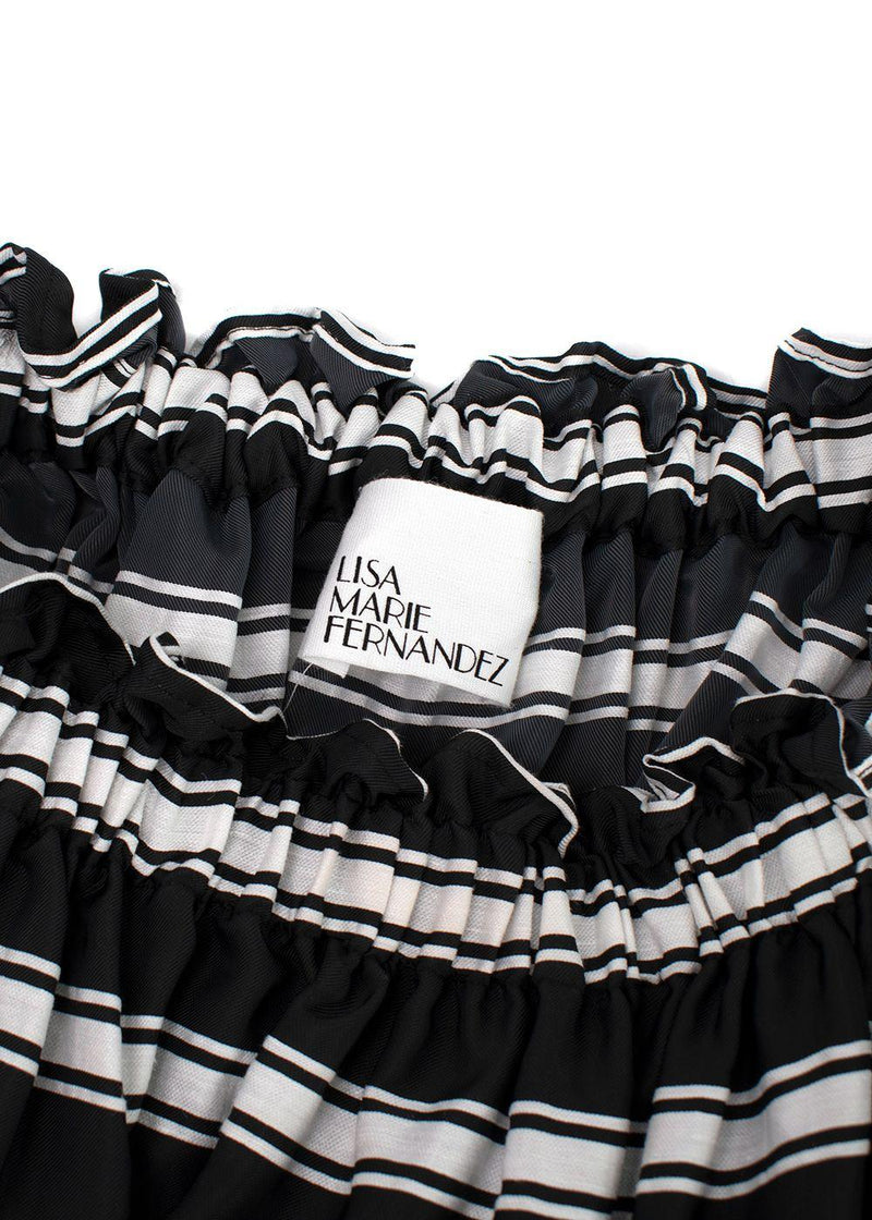 Lisa Marie Fernandez Black and White Striped Tiered Midi Skirt