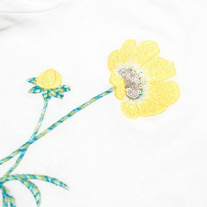 Simonetta Kids Girls Embroidered Sequin Floral T-Shirt