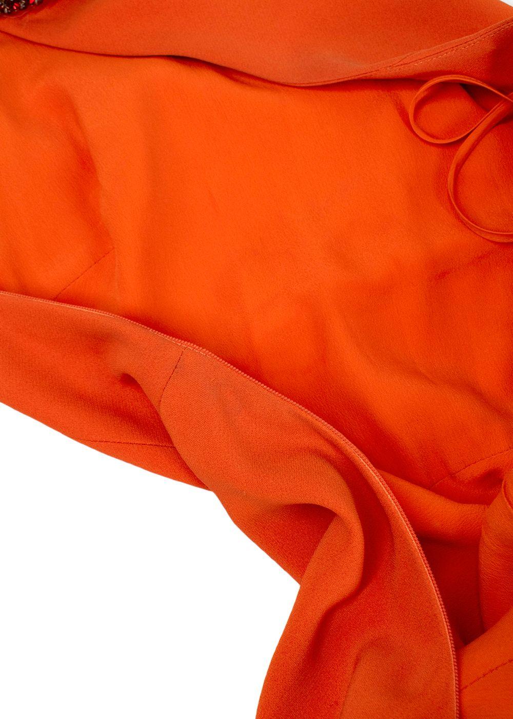 Alexander McQueen Orange Silk Crepe Crystal Halterneck Gown