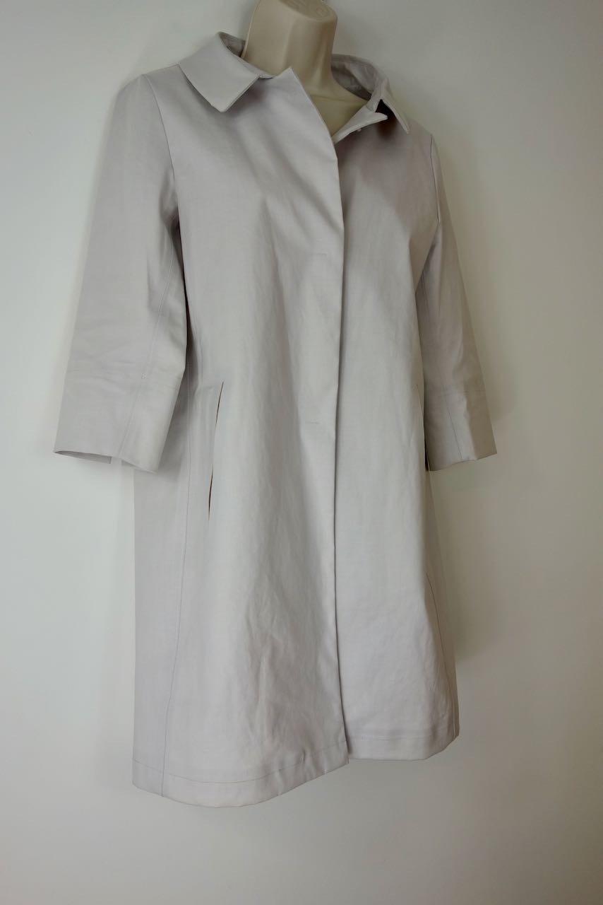beige cotton-blend gabardine car coat
