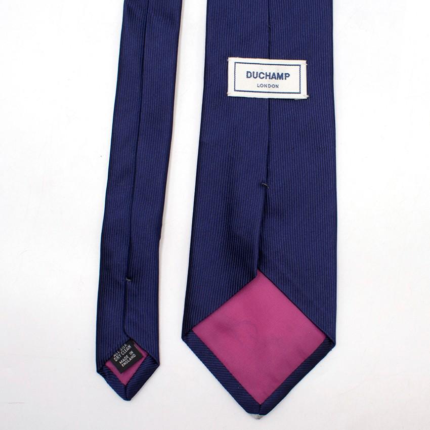 Duchamp Silk Navy & Silver Panel Diamante Tie