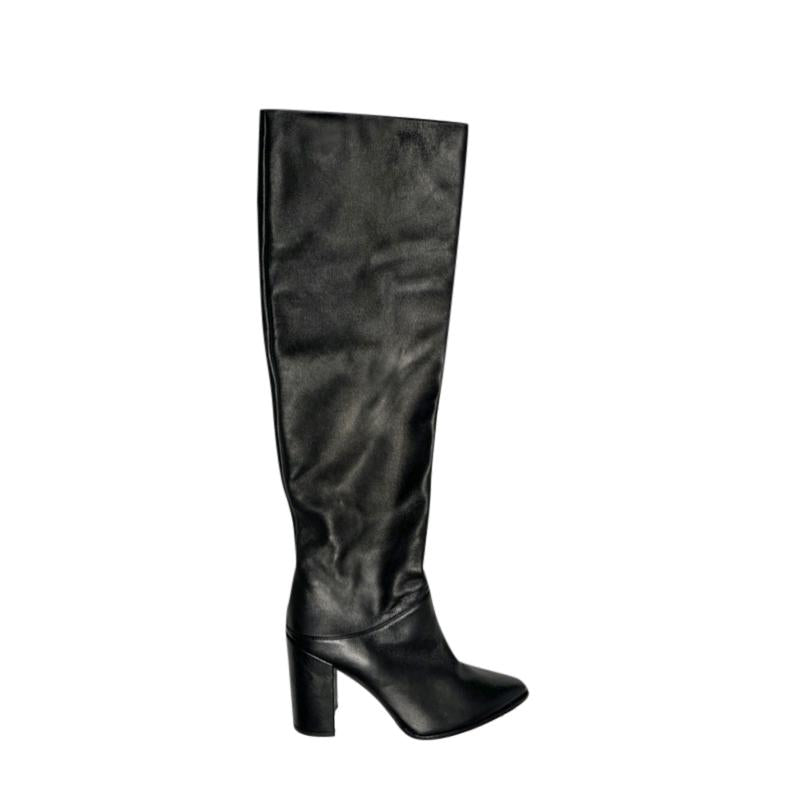 Stuart Weitzman Black Leather Point Toe Knee Boots