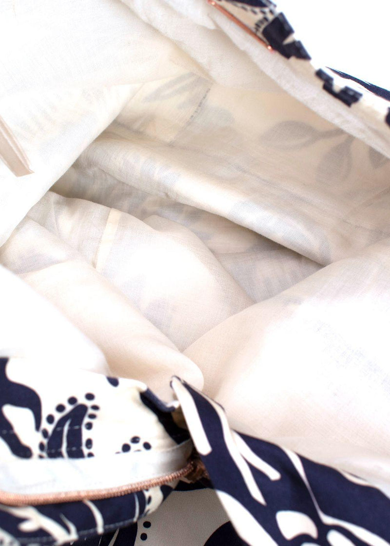 Johanna Ortiz Blue and Cream Floral Print Skirt
