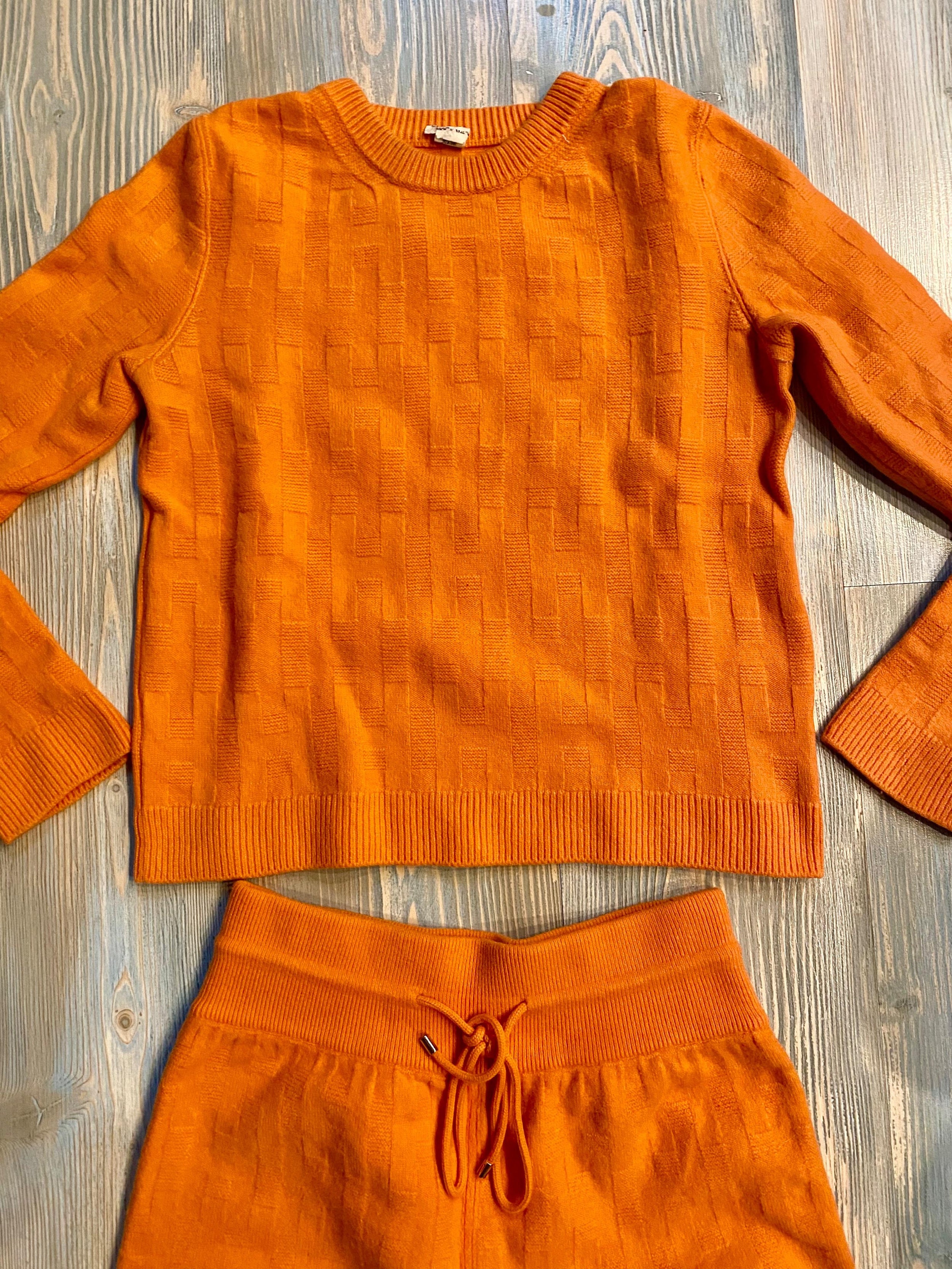 Hermes Orange H Cashmere Two Piece Suit
