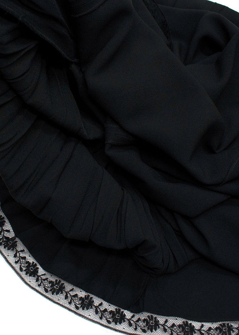 Prada Black Ruched Laced Hem Midi Dress