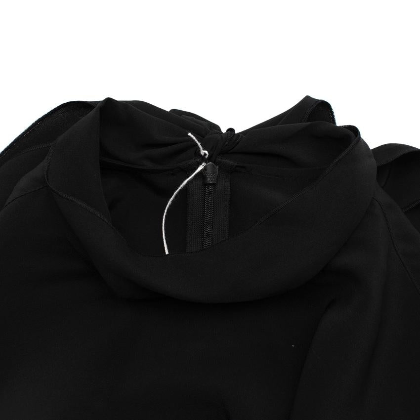 Red Valentino Black Silk Crepe Ruffled Blouse