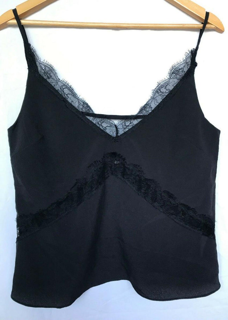 Walter Baker Black Eyelash Walker Lace Trim Cami Top