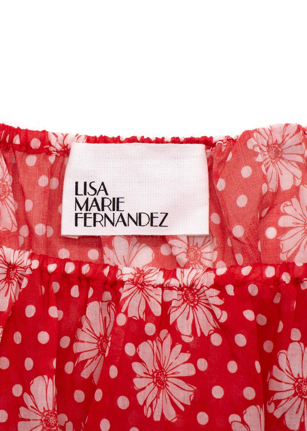 Lisa Marie Fernandez Red Floral Bardot Crop Top